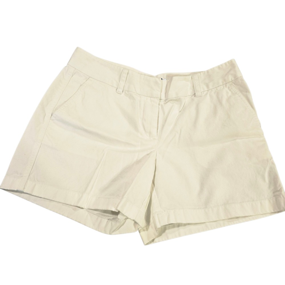 Vineyard Vines Chino Shorts Womens White 8 Cotton Flat Front Embroidered Mom